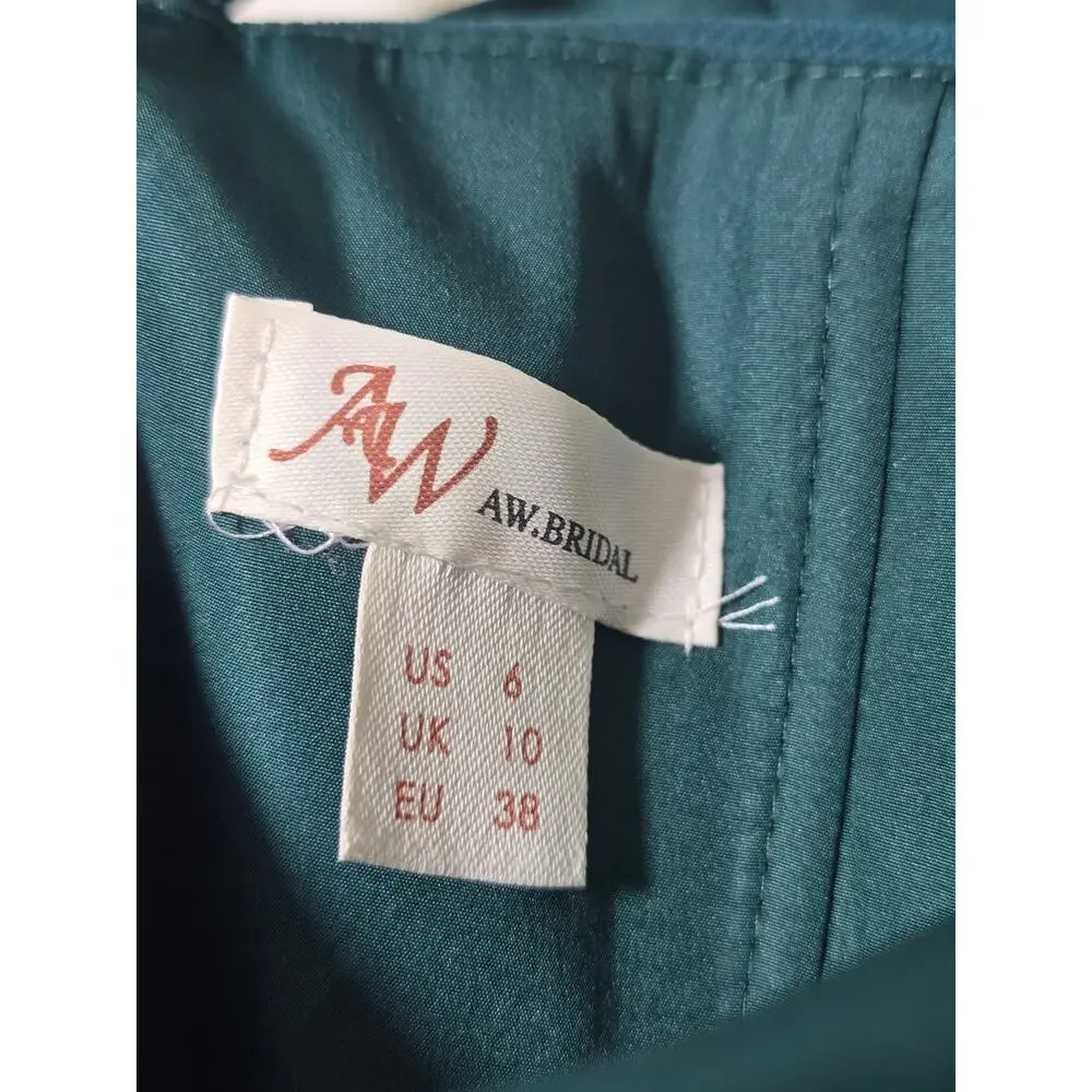 AW BRIDAL 6 S Dark Emerald Green Lorraine gala party wide leg jumpsuit NEW 0B10